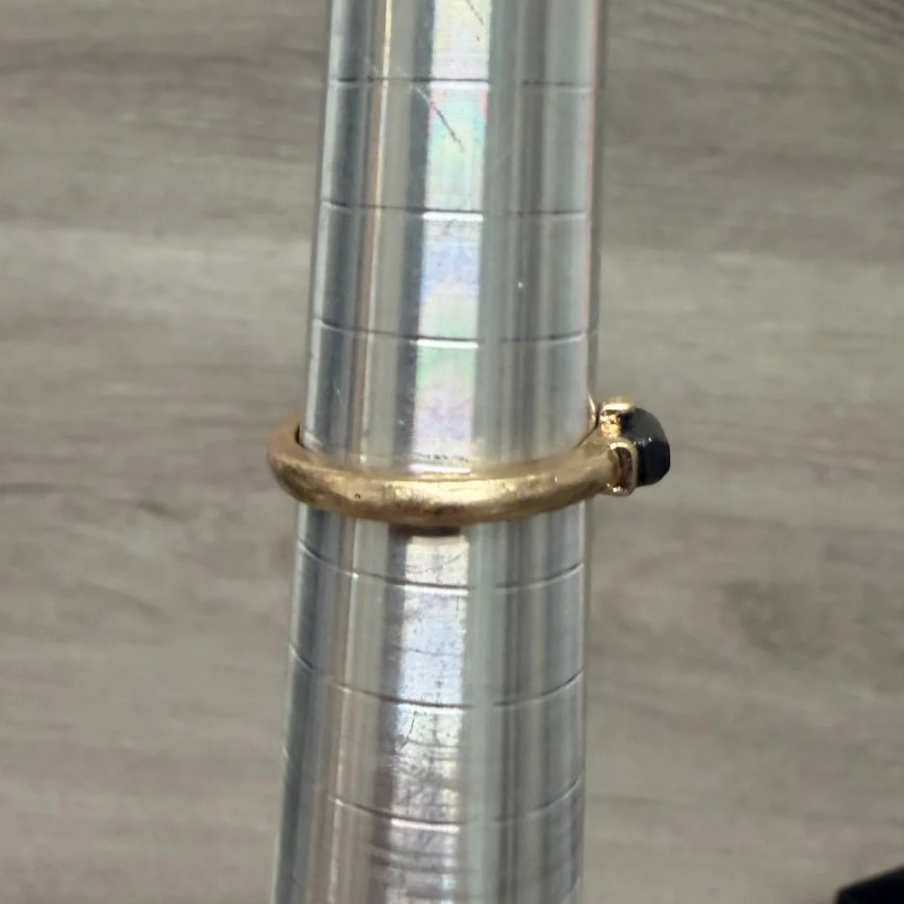Gold‎ Tone Ring with Black Stone